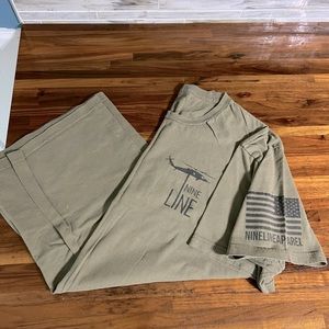 Nine Line t shirt Green. Size L